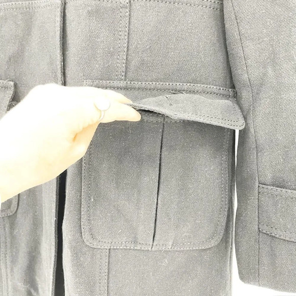 Kenneth Cole Trench Coat Women's Size 4 Black 4 Utility Pockets Mid Length Wool - Picture 4 of 5